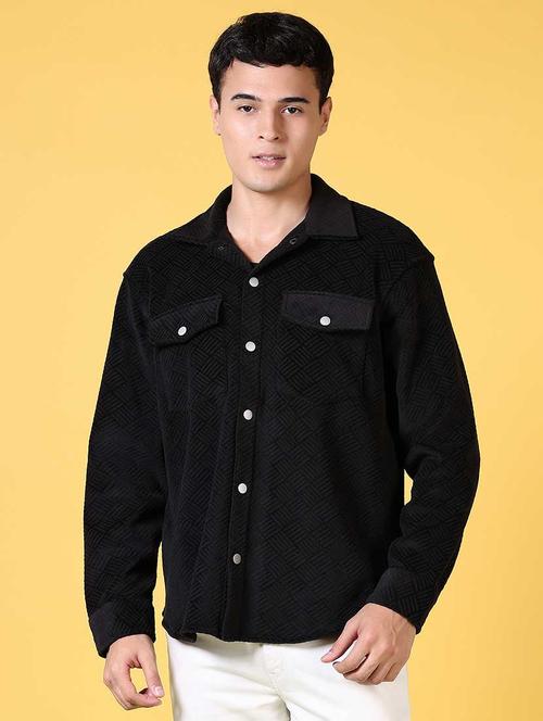 men self design long sleeve shacket - 21639823 - Very Small Image - 1