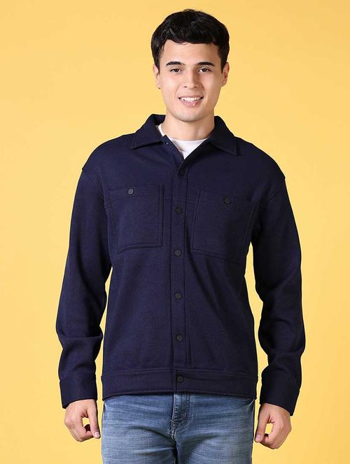 men solid long sleeve shacket - 21639984 - Very Small Image - 1