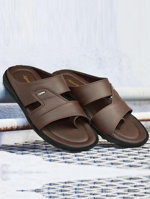 men brown slip on sandal - 21640777 - Very Small Image - 1
