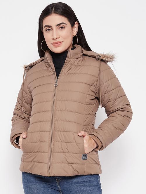women plain hood neck & long sleeve quilted jacket - 21640876 - Very Small Image - 1