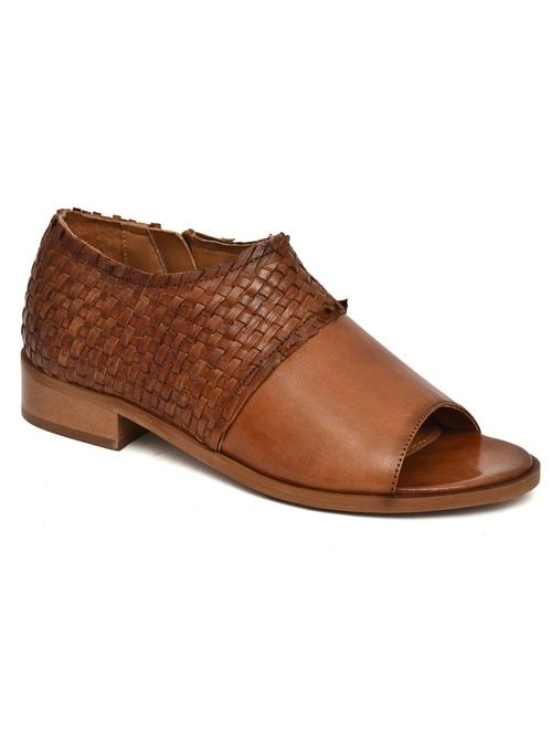 women tan slip on mid heel sandals - 21641085 - Very Small Image - 1