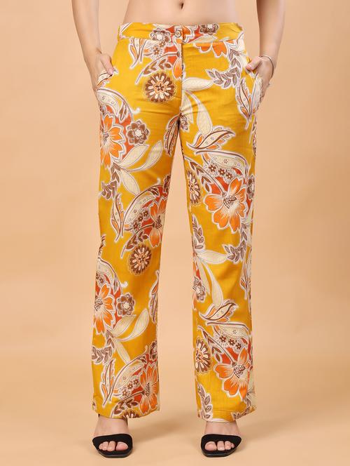 women printed flat front peg trousers - 21641201 - Very Small Image - 1