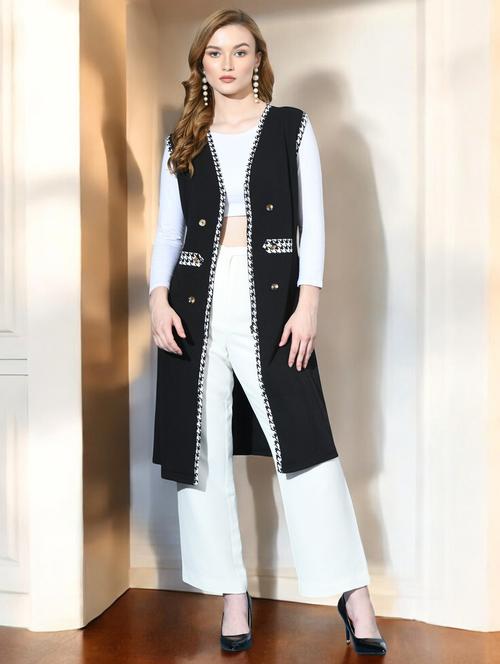 women black solid sleeveless regular shrug - 21641477 - Very Small Image - 1
