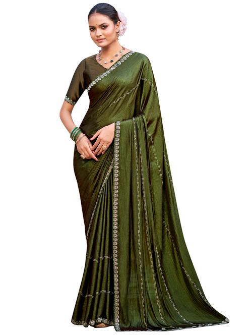 women solid with work embellished saree with blouse - 21641807 - Very Small Image - 1