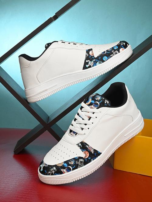 men printed white lace up sneakers - 21641875 - Very Small Image - 1