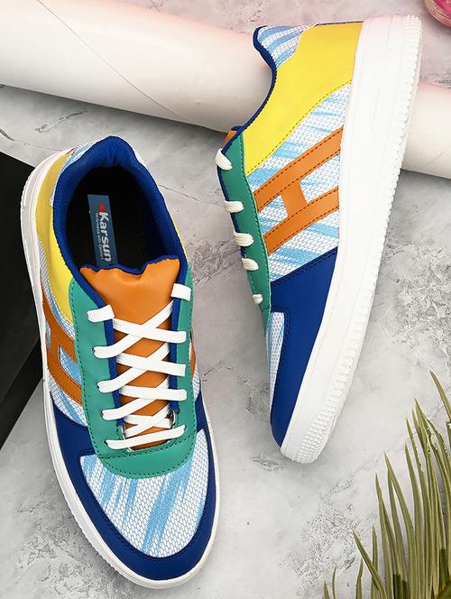 men color block lace up sneakers - 21641884 - Very Small Image - 1
