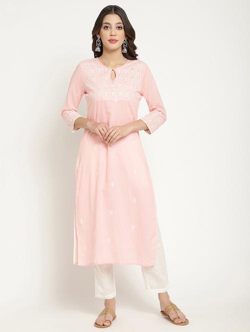 women embroidered three quarter sleeve straight kurta - 21642031 - Very Small Image - 1