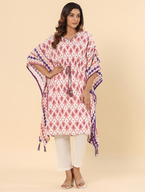 women printed kimono sleeve kaftan kurta - 21642092 - Very Small Image - 1