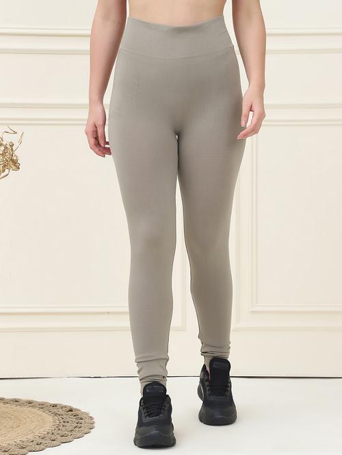 women solid high rise tights - 21642665 - Very Small Image - 1