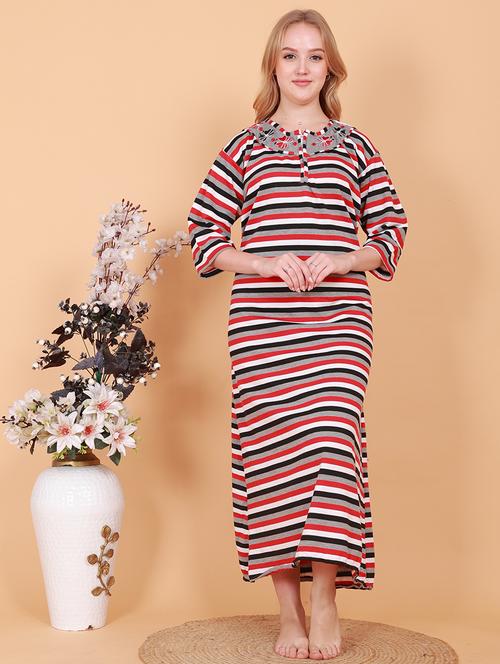 women printed long sleeves nighty - 21643091 - Very Small Image - 1