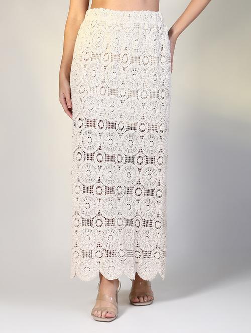 women crochet detailed straight skirt - 21643350 - Very Small Image - 1