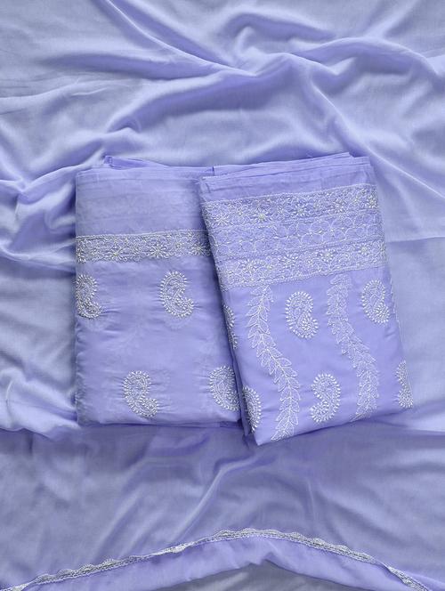 women chikankari work unstitched suit set - 21643672 - Very Small Image - 1