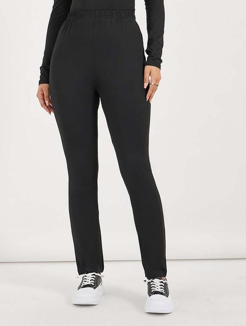 women black solid full length track pants - 21643688 - Very Small Image - 1