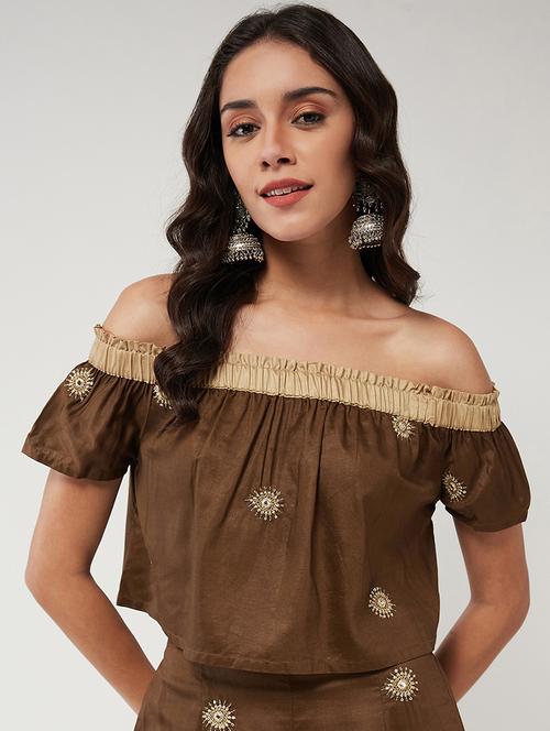women embellished off shoulder neck top - 21643960 - Very Small Image - 1