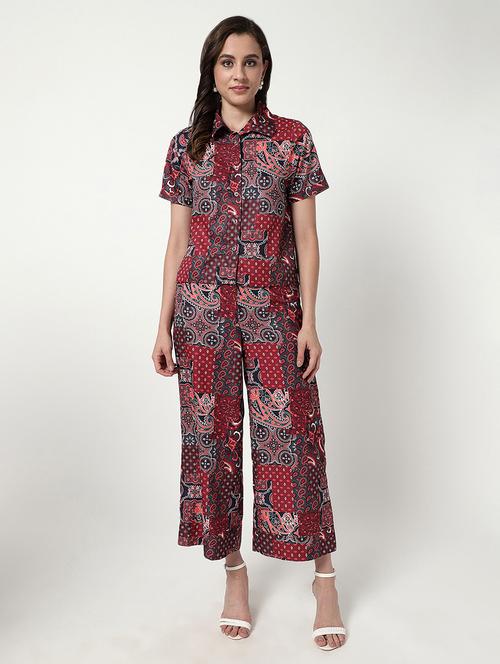 women multi color printed top and trouser set co-ords - 21644463 - Very Small Image - 1