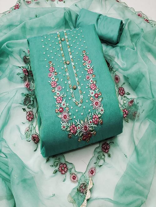 women embroidered 3-piece unstitched dress material - 21645873 - Very Small Image - 1