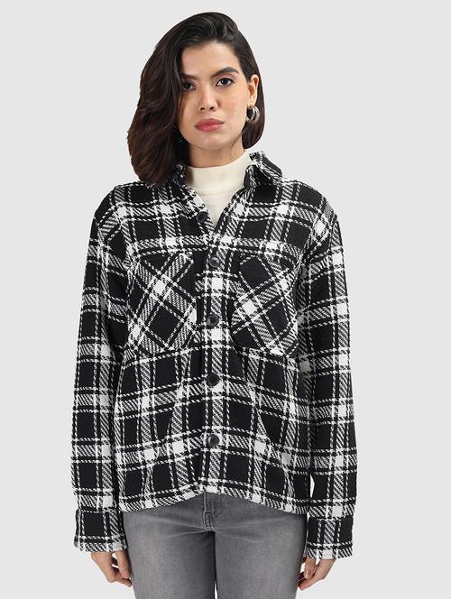 women checkered long sleeve shacket - 21645902 - Very Small Image - 1