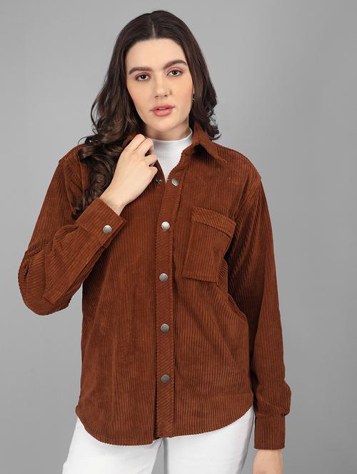 women solids long sleeve shacket - 21645912 - Very Small Image - 1