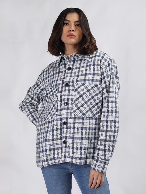 women checkered long sleeve shacket - 21645922 - Very Small Image - 1