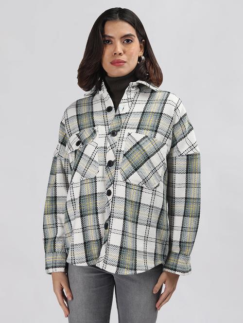 women checkered long sleeve shacket - 21645923 - Very Small Image - 1