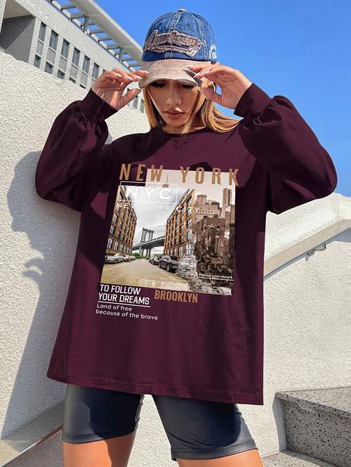 women graphic print oversized t-shirt - 21645975 - Very Small Image - 1