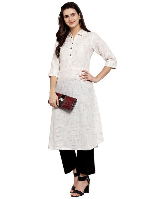 women self design three quarter sleeve a-line kurta - 21646388 - Very Small Image - 1