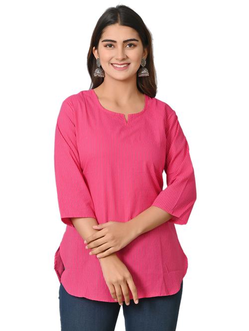 women notch neck self design short kurta - 21646663 - Very Small Image - 1