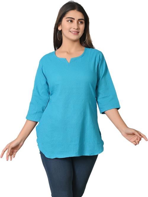 women notch neck self design short kurta - 21646672 - Very Small Image - 1