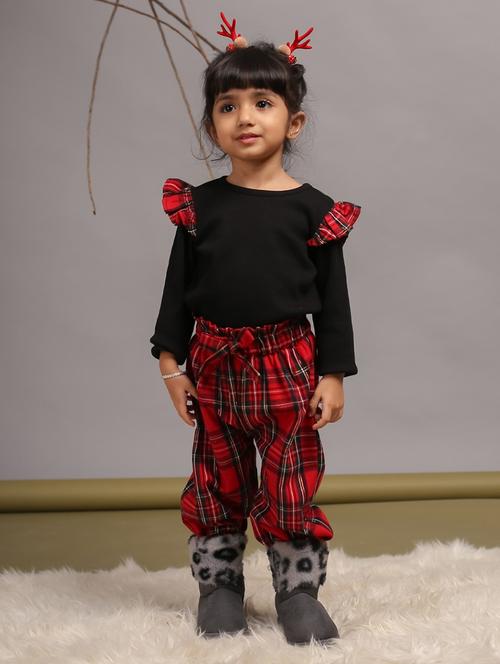 girls checkered full length twin set - 21648308 - Very Small Image - 1