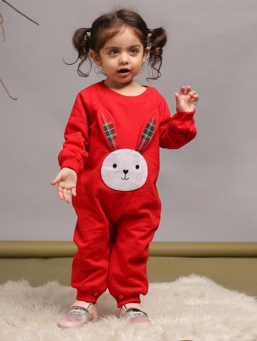 girls red solid full length rompers - 21648318 - Very Small Image - 1
