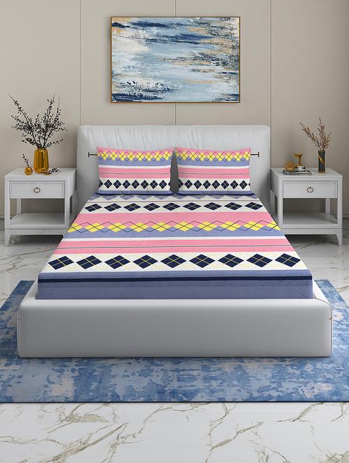 quirky home rome collection premium cotton blend 180 tc flat double wrinklefree bedsheet with 2 pillow covers - 21649349 - Very Small Image - 1