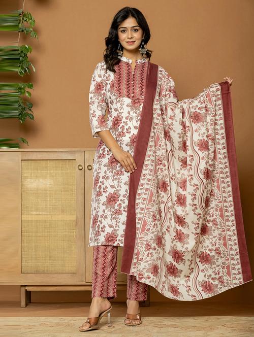 women floral kurta pant set with dupatta - 21649909 - Very Small Image - 1
