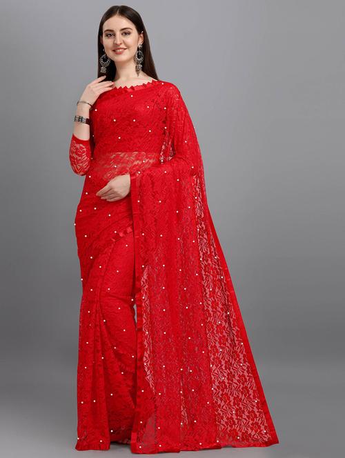 women red embellished net saree - 21649990 - Very Small Image - 1