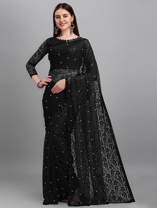 women black embellished net saree - 21649995 - Very Small Image - 1
