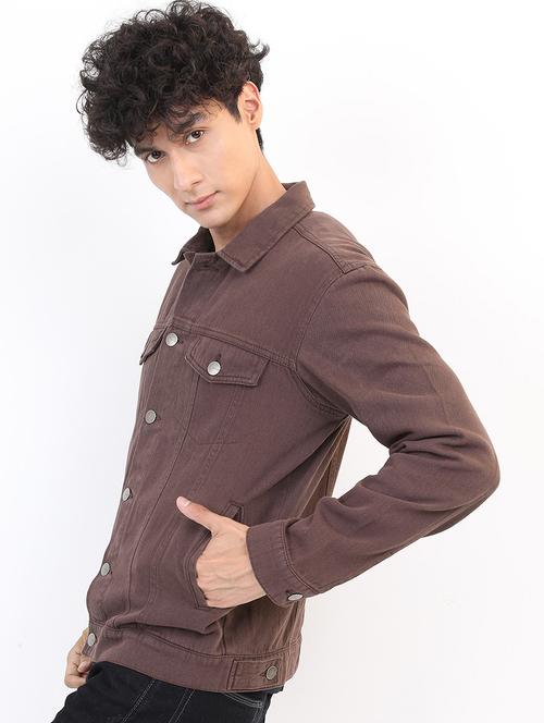 men solid long sleeve denim jacket - 21651014 - Very Small Image - 1