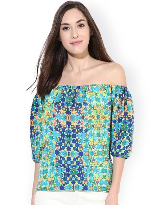 women printed off shoulder neck top - 21651146 - Very Small Image - 1