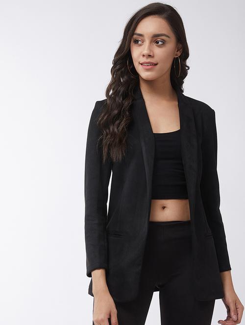 women solid long sleeves casual blazer - 21651153 - Very Small Image - 1