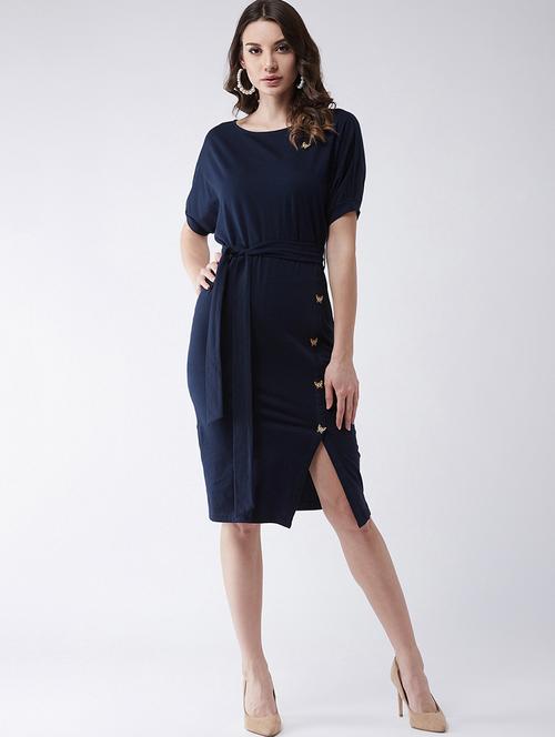 navy blue polyester aline dress - 21651515 - Very Small Image - 1