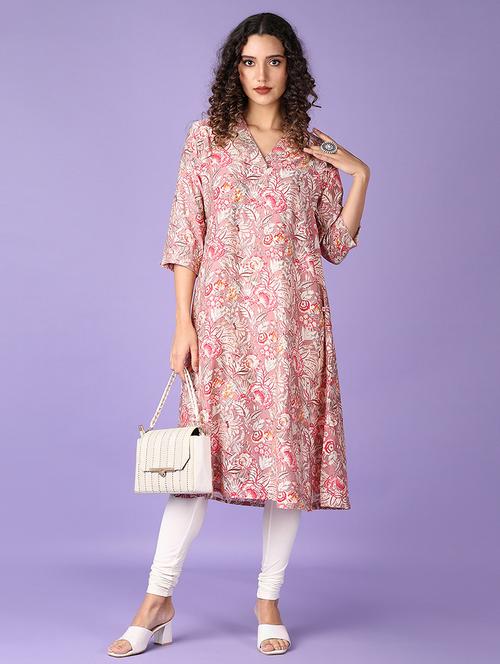 women three quarter sleeve a-line kurta - 21651558 - Very Small Image - 1