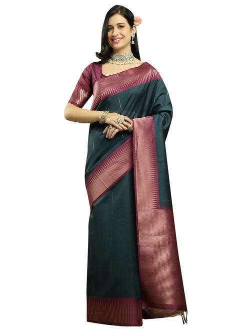 women self design zari bordered saree with blouse - 21651926 - Very Small Image - 1