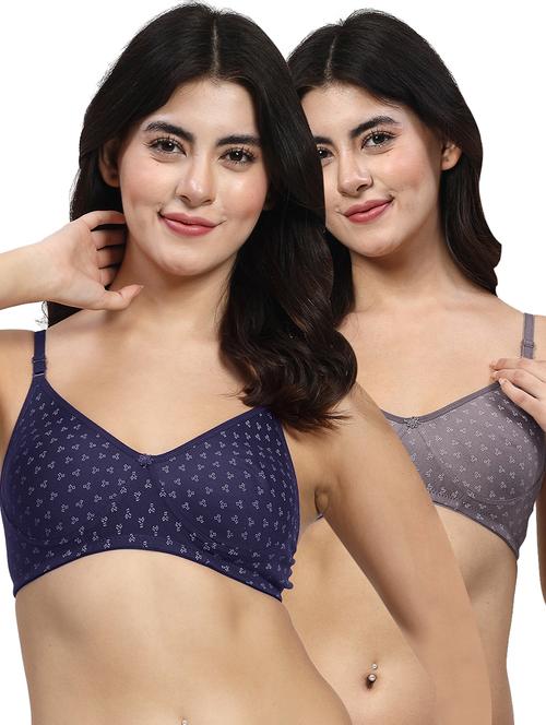 women pack of 2 printed full coverage bra combo - 21653090 - Very Small Image - 1