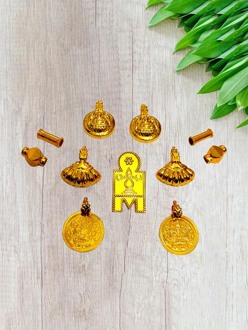 elegant gold toned pendant set for mangalsutra customization - 21657339 - Very Small Image - 1