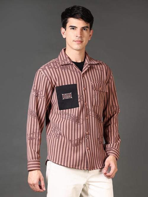 men striped long sleeve shacket - 21659768 - Very Small Image - 1