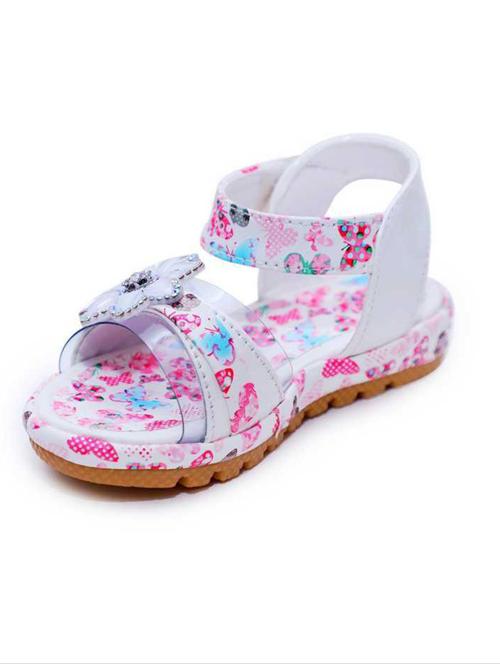 girls white printed sandals - 21660099 - Very Small Image - 1