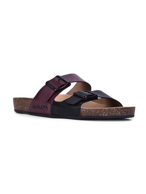 women black color block slip on sandal - 21660839 - Very Small Image - 1