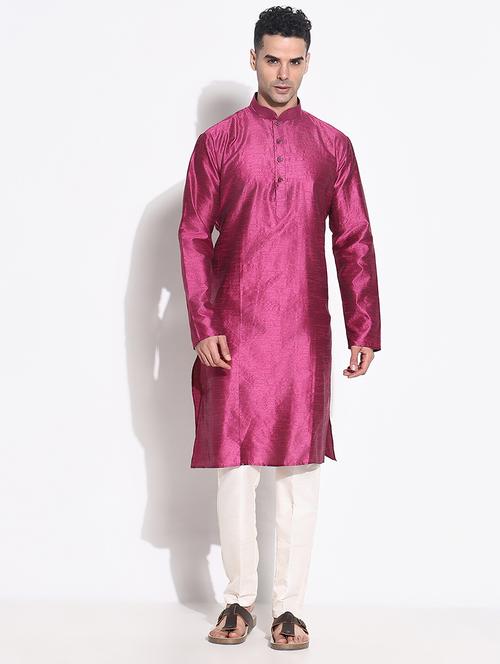 men solid kurta pyjama ethnic wear set - 21661382 - Very Small Image - 1