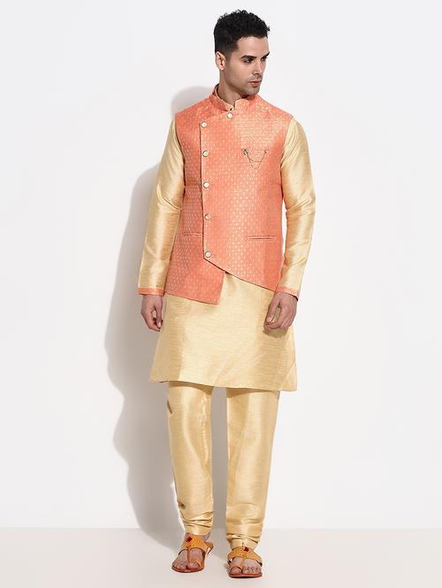 men solid kurta pyjama with jacket ethnic wear set - 21661397 - Very Small Image - 1