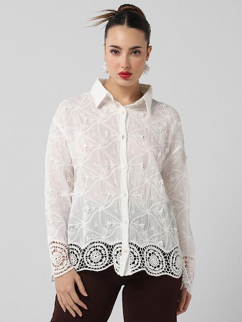 women embroidered collared long sleeves shirt - 21661710 - Very Small Image - 1