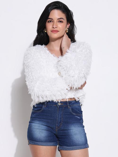 women self designed long sleeves crop cardigan - 21661729 - Very Small Image - 1