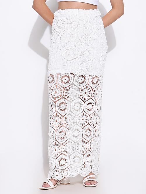 women crochet detailed high rise straight skirt - 21661738 - Very Small Image - 1